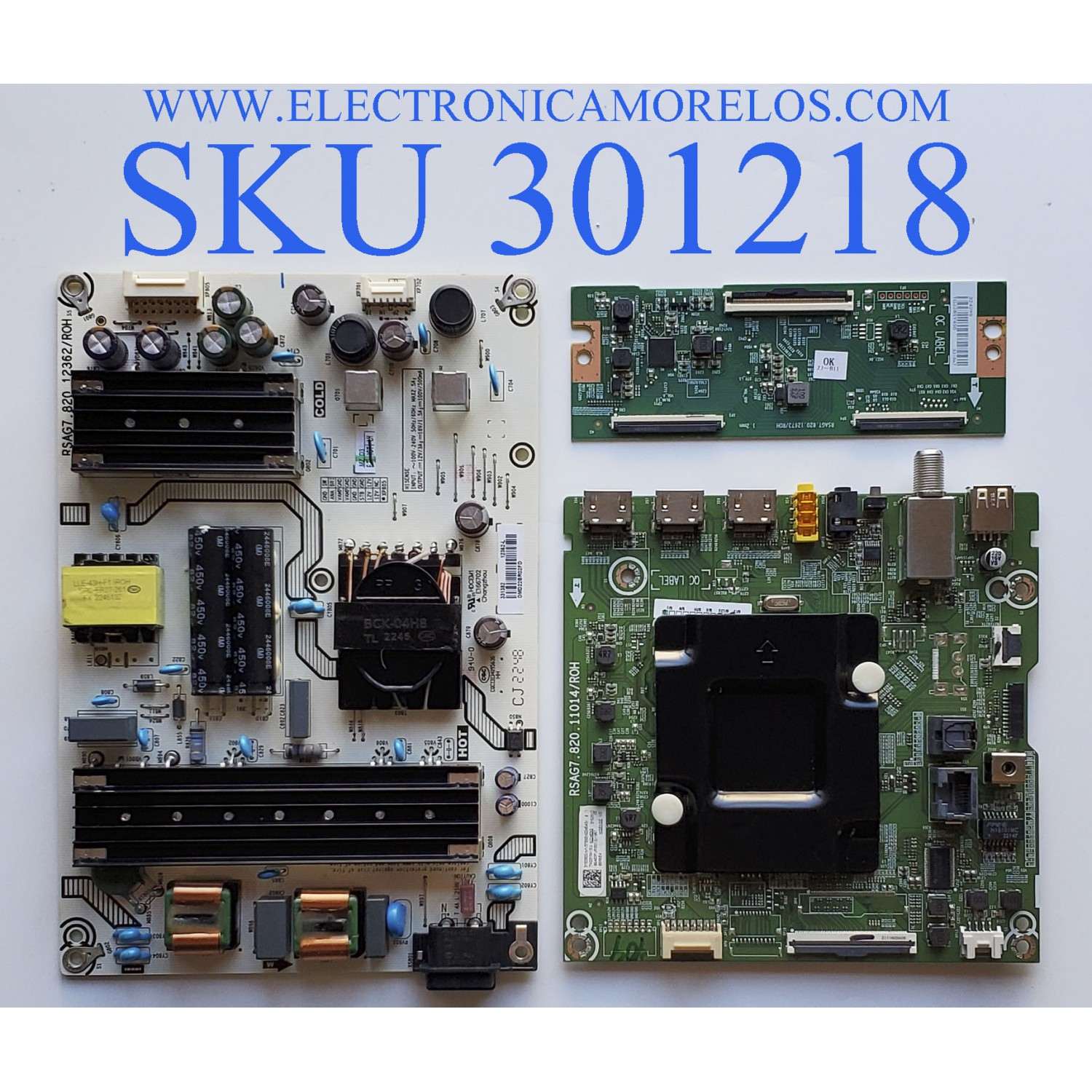 KIT DE TARJETAS PARA TV HISENSE / MAIN 315290 / RSAG7.820.11014/ROH / 315291  / FUENTE 331382 / RSAG7.820.12362/ROH / T-CON 324295 / RSAG7.820.12673/ROH / PANEL HD650Y1U72-T0L2\GM\CKD3A\ROH / DISPLAY HV650QUB-F70 / JR645R3HA3L / MODELO 65R6E4 65A53FUR